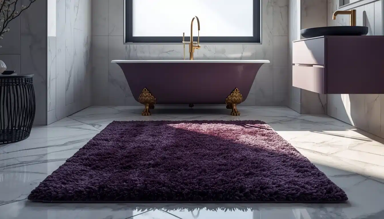dark purple bathroom rugs