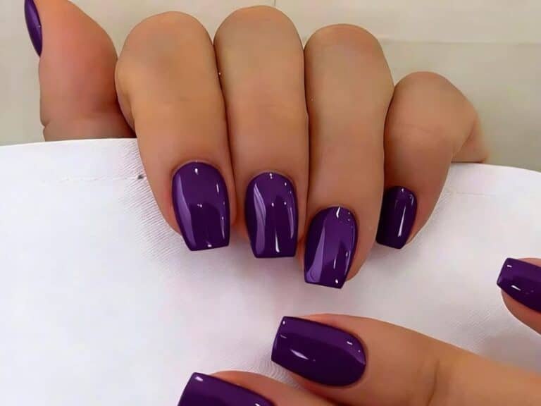 SXVME dark purple nails short
coffin square soft gel press-on
set with glossy finish